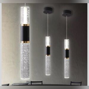 Set of two Modern Pendant Light Fixtures Black and Gold Kitchen Island Lighting